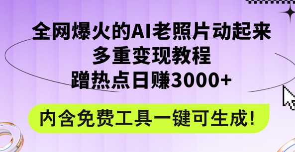 2024年最新赛道AI老照片项目，容易上热门，可全平台操作，操作简单，日入1k-众创项目基地