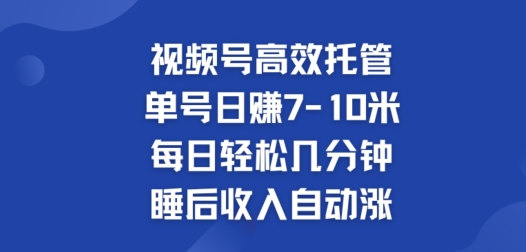 视频号高效托管，单号日赚7-10米，每日轻松几分钟，睡后收入自动涨-众创项目基地