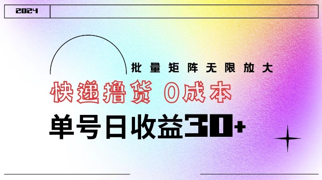 快递撸货 0成本 单号日收益30+ 批量矩阵可无限放大-众创项目基地