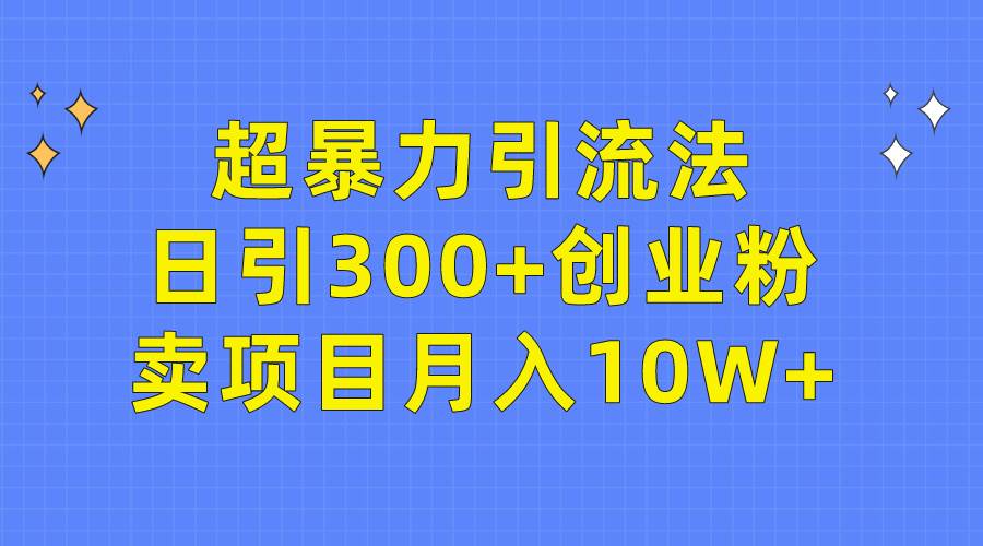 超暴力引流法，日引300+创业粉，卖项目月入10W+-众创项目基地