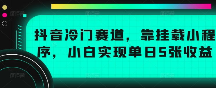 抖音冷门赛道，靠挂载小程序，小白实现单日5张收益-众创项目基地