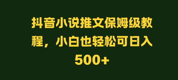 抖音小说推文保姆级教程，小白也轻松可日入500+-众创项目基地