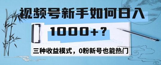 视频号新手如何日入1k？三种收益模式，0粉新号也能热门-众创项目基地
