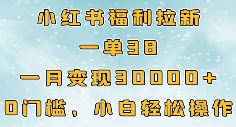 小红书福利拉新，一单38，一月3000+轻轻松松，0门槛小白轻松操作-众创项目基地