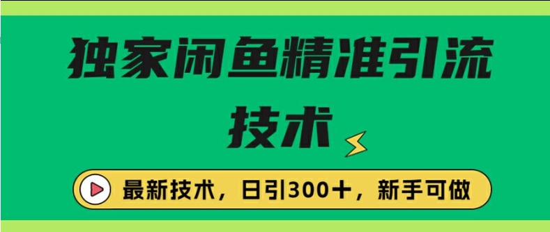 闭鱼精准引流，日引300+创业粉保姆级教程，新手可做-众创项目基地