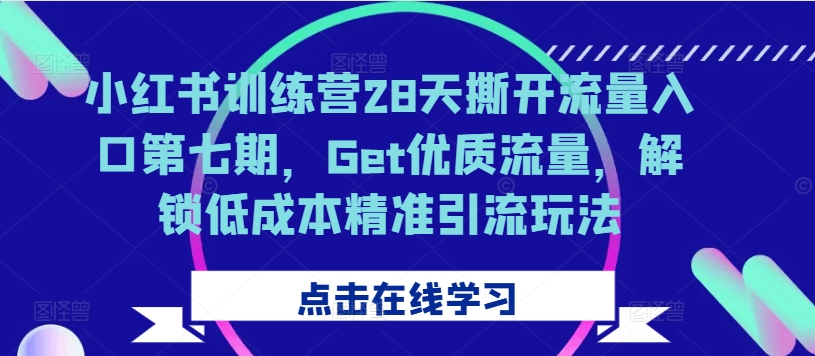 小红书训练营28天撕开流量入口第七期，Get优质流量，解锁低成本精准引流玩法-众创项目基地