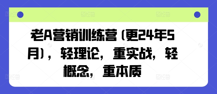 老A营销训练营(更24年10月)，轻理论，重实战，轻概念，重本质-众创项目基地