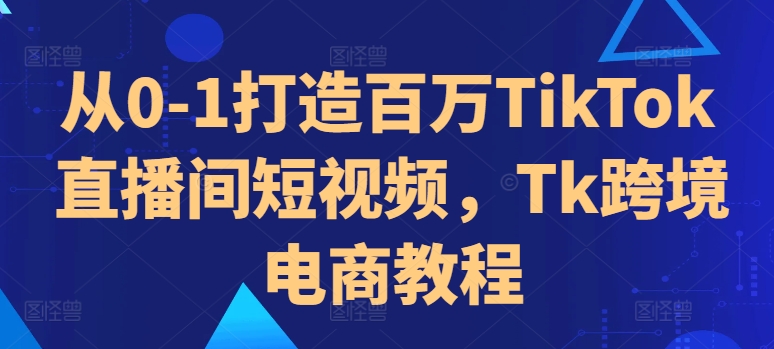 从0-1打造百万TikTok直播间短视频，Tk跨境电商教程-众创项目基地