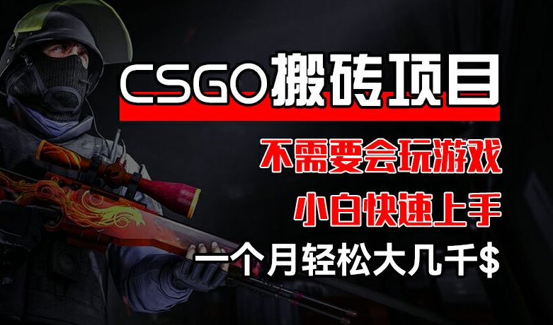 CSGO 装备搬砖项目，操作简单，不需要会玩游戏，小白也能快速上手，一个月轻松大几千-众创项目基地