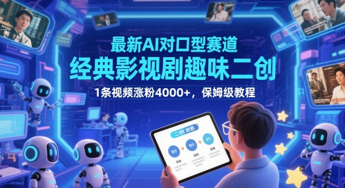 最新AI对口型赛道，经典影视剧趣味二创，1条视频涨粉4000+，保姆级教程-众创项目基地