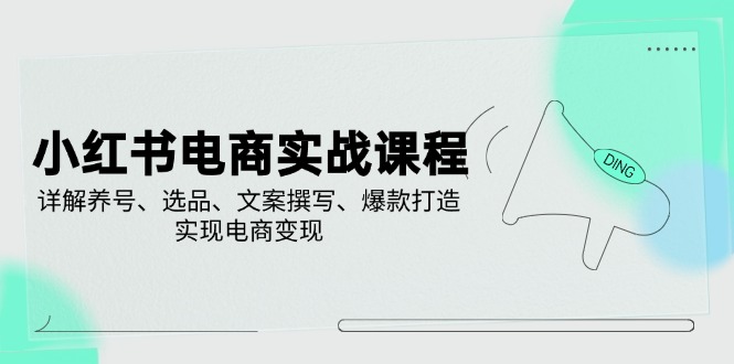 （14549期）小红书电商实战课程，详解养号、选品、文案撰写、爆款打造，实现电商变现-众创项目基地