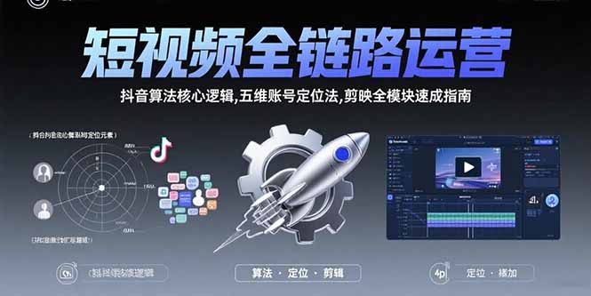（15580期）短视频全链路运营：抖音算法核心逻辑,五维账号定位法,剪映全模块速成指南-众创项目基地