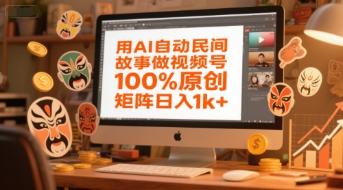 用AI自动民间故事做视频号，100%原创，矩阵日入1k+-众创项目基地