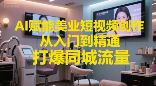 AI赋能美业短视频创作，从入门到精通，打爆同城流量，超级AI工具短视频实操落地-众创项目基地