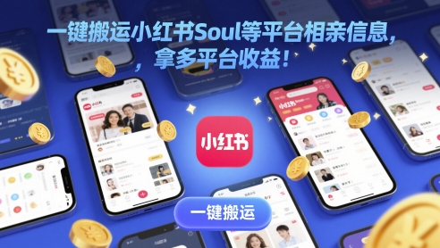 一键搬运小红书Soul等平台相亲信息，拿多平台收益!-众创项目基地