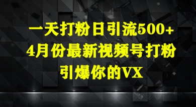 一天打粉日引流500+，4月份最新视频号打粉，引爆你的微信-众创项目基地