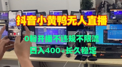 DY小黄鸭无人直播，0粉开播不违规不限流 日入4张，长久稳定-众创项目基地