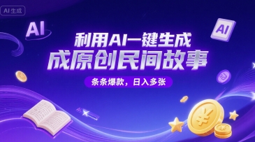 利用AI一键生成原创民间故事，无限制生成，条条爆款，日入多张-众创项目基地