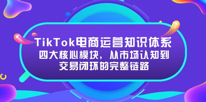 （15065期）TikTok电商运营知识体系：四大核心模块，从市场认知到交易闭环的完整链路-众创项目基地