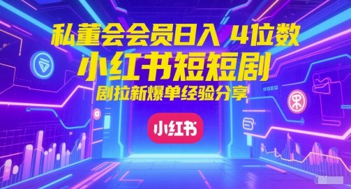 私董会会员日入4位数小红书红果短剧拉新爆单经验分享-众创项目基地