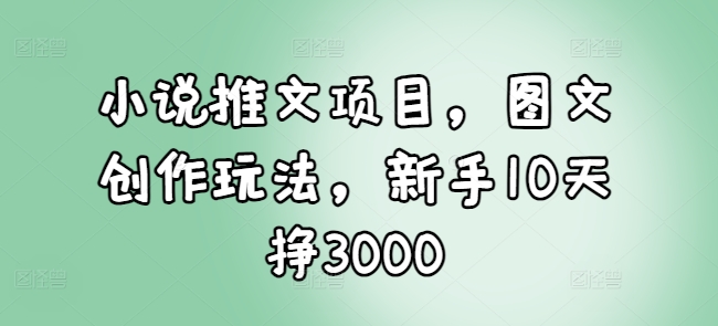 小说推文项目，图文创作玩法，新手10天挣3000-众创项目基地