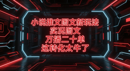 小说推文图文新玩法，实况图文，万播二十单，这转化太牛了！-众创项目基地