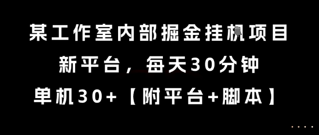 某工作室内部掘金挂G项目，新平台，每天30分钟，单机30+【揭秘】-众创项目基地
