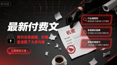 最新付费文：我的这些提醒，的确是透露了太多内幕-众创项目基地