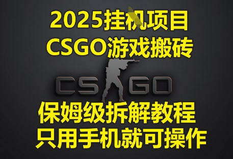 2025挂G项目，CSGO游戏搬砖，保姆级拆解教程，只用手机就可操作【揭秘】-众创项目基地