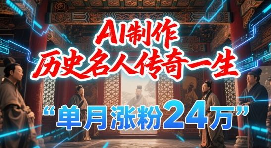 暴力起号！用AI制作历史名人传奇一生，单月涨粉24W，涨粉+变现赛道黑马来了-众创项目基地