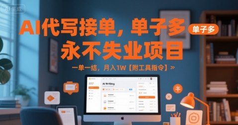 AI代写接单，永不失业项目，单子多，一单一结，月入1W【附工具指令】-众创项目基地