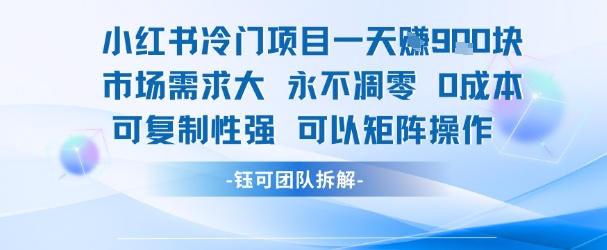 小红书冷门项目一天收益9张，市场需求大，0成本，可复制性强可以矩阵操作-众创项目基地