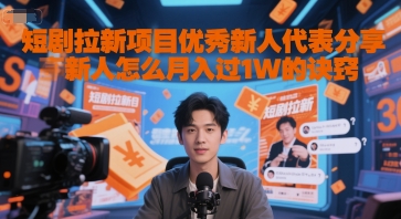 短剧拉新项目优秀新人代表分享新人怎么月入过1W的诀窍-众创项目基地