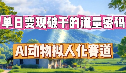 单日变现破k的流量密码，AI动物拟人化赛道-众创项目基地