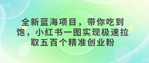 全新蓝海项目，带你吃到饱，小红书一图实现极速拉取五百个精准创业粉-众创项目基地