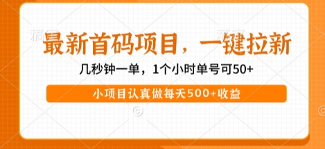 最新首码项目，操作最简单，收益高，一键拉新，1个小时单号可50+，小项目认真做每天5张+收益【揭秘】-众创项目基地