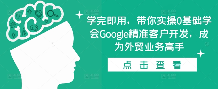 学完即用，带你实操0基础学会Google精准客户开发，成为外贸业务高手-众创项目基地