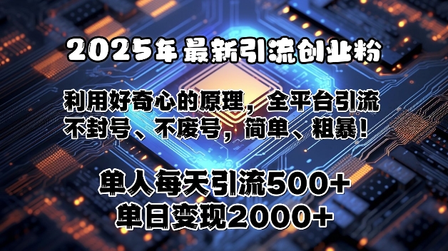 2025年最新引流创业粉，利用好奇心的原理，全平台引流，不封号、不废号，简单、粗暴-众创项目基地
