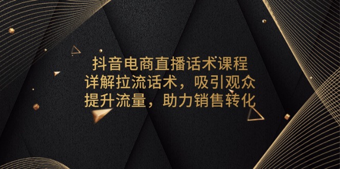 （13846期）抖音电商直播话术课程，详解拉流话术，吸引观众，提升流量，助力销售转化-众创项目基地