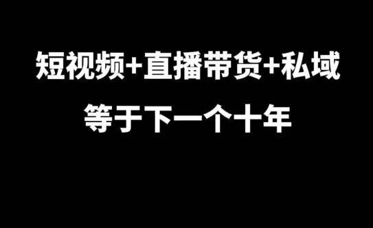 短视频+直播带货+私域等于下一个十年，大佬7年实战经验总结-众创项目基地