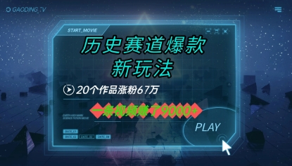 20个作品涨粉67W，一条视频收益1k+，历史赛道爆款新玩法-众创项目基地