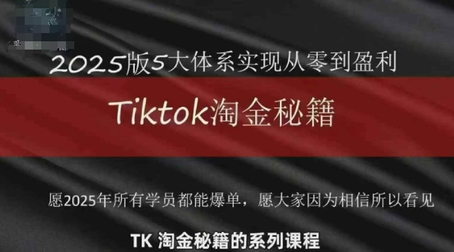 TikTok跨境2025淘金秘籍，​2025TikTok从0到盈利变现-众创项目基地