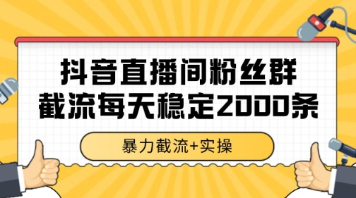 抖音直播间粉丝群暴力截流，一台电脑每天稳定2000条数据【揭秘】-众创项目基地