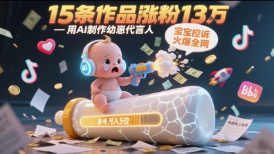 用AI制作幼崽代言人，宝宝的控诉火爆全网，15条作品涨粉13W，单号月入5位数实操教程-众创项目基地