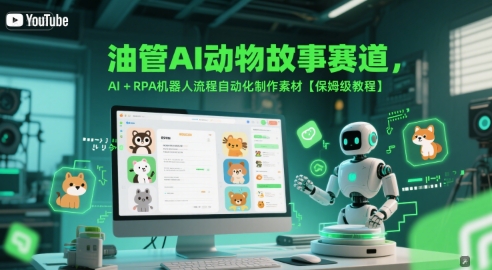 油管AI动物故事赛道，AI+RPA机器人流程自动化制作素材【保姆级教程】-众创项目基地