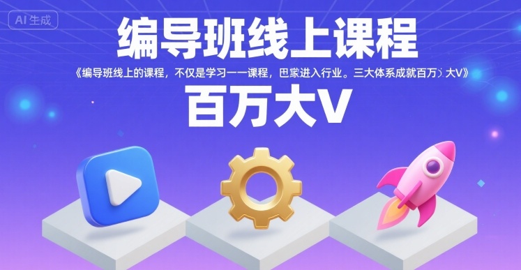 编导班线上课程，不仅是学习一门课程，更是进入一个行业，三大体系成就百万大V-众创项目基地