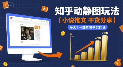 小说推文干货分享之知乎动静图玩法，每天3-4位数爆单实操课-众创项目基地