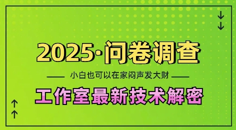 2025问卷调查最新工作室技术解密：一个人在家也可以闷声发大财，小白一天2张，可矩阵放大【揭秘】-众创项目基地