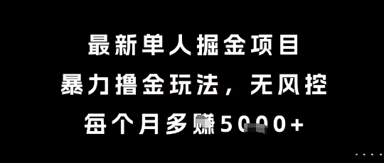 最新单人掘金项目，暴力撸金玩法，无风控，每个月多挣5k+【揭秘】-众创项目基地