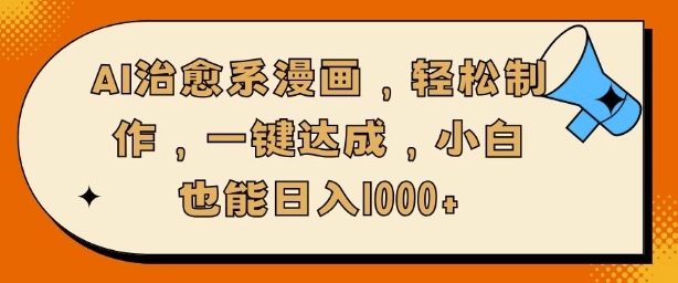 AI治愈系漫画，轻松制作，一键达成，小白也能日入多张-众创项目基地